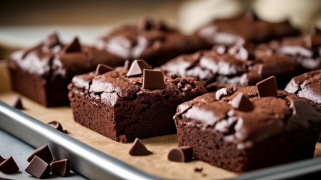 Heerlijk decadente chocoladekoek vierkanten klaar om te genieten