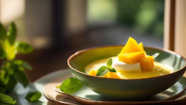 heerlijk dessert panna cotta met mango