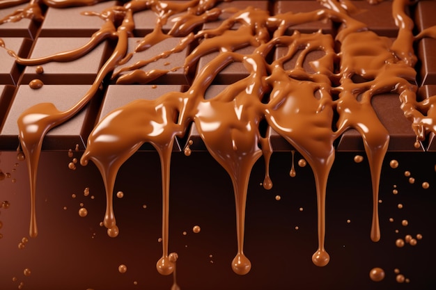 Heerlijk dessert Populair melkchocolade bar met cacao saus