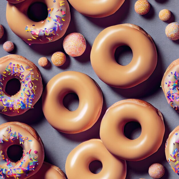 Heerlijk donutpatroon in hyperrealistische 3D Render