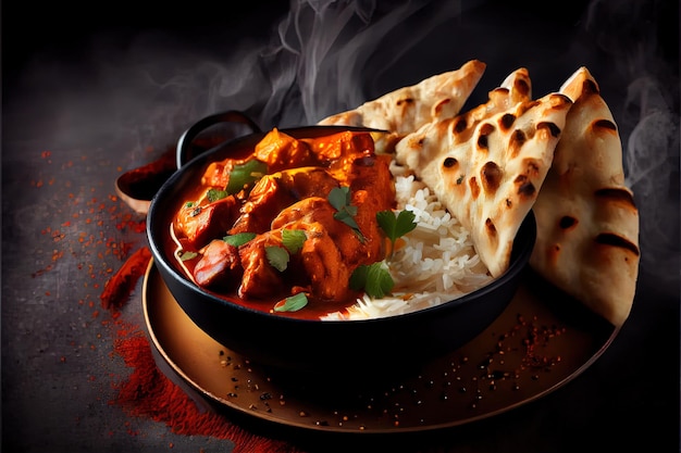 Heerlijk en eetbaar Kip tikka masala pittig kerrie vleesvoer