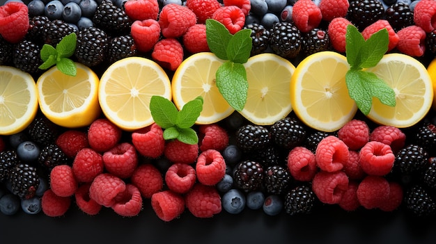 Heerlijk en voedzaam kleurrijk zomerfruit op de boerenmarkt Ai Generative