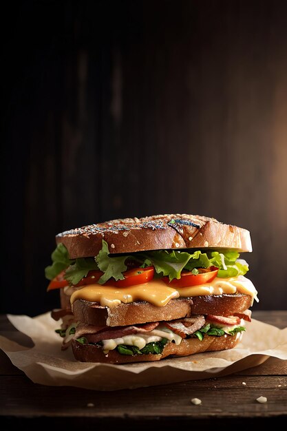 Heerlijk eten hamburger sandwich behang illustratie achtergrond favoriete ontbijt lunch diner