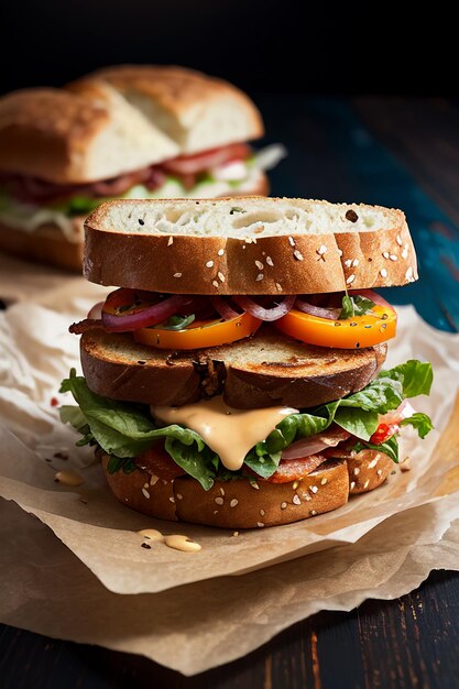 Heerlijk eten hamburger sandwich behang illustratie achtergrond favoriete ontbijt lunch diner