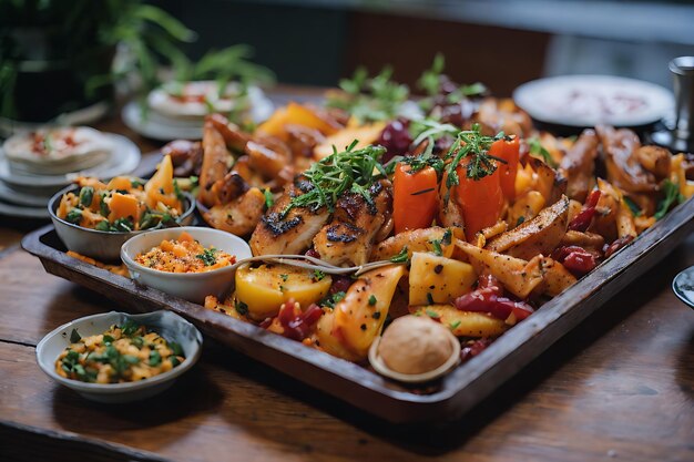 heerlijk eten op een dienblad