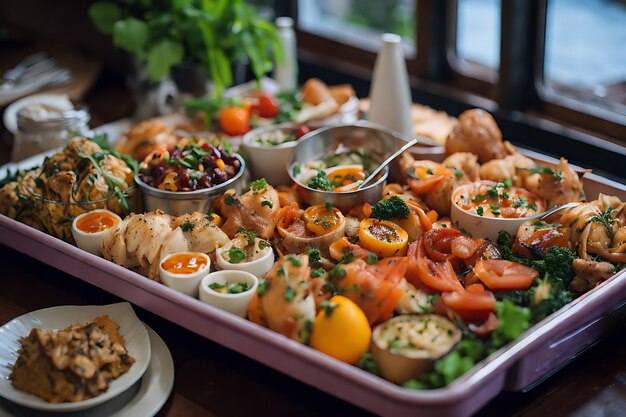 heerlijk eten op een dienblad