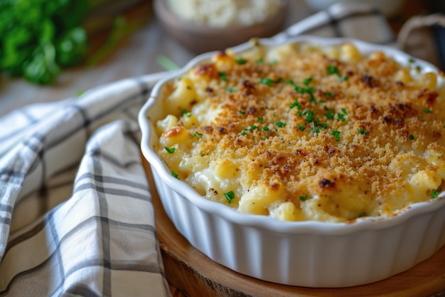 Foto heerlijk gebakken truffel mac en kaas.