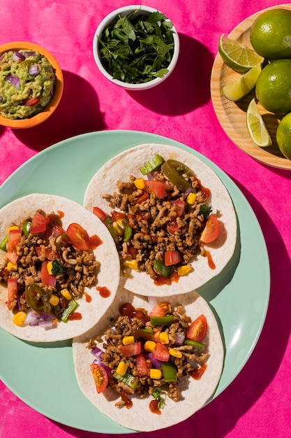 Heerlijk Mexicaans eten bovenaanzicht