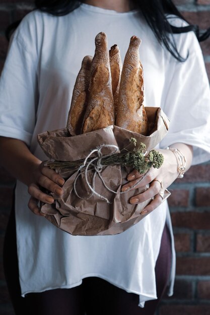 Foto heerlijk natuurlijk esthetisch gebakken brood