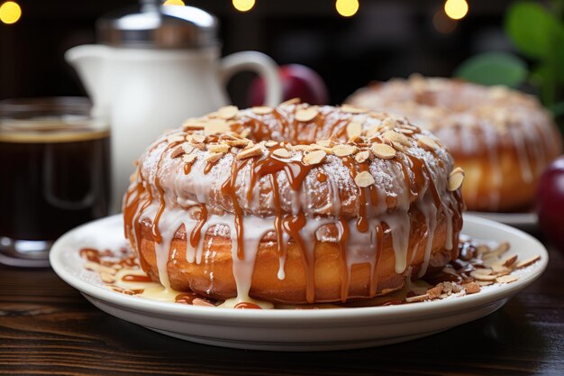 Heerlijke appeldonut met kaneel in een gastvrije bakkerij generatieve IA