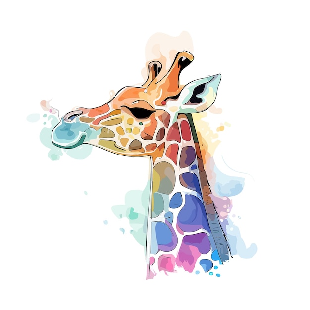 Heerlijke aquarel giraffe gemaakt met behulp van generatieve AI