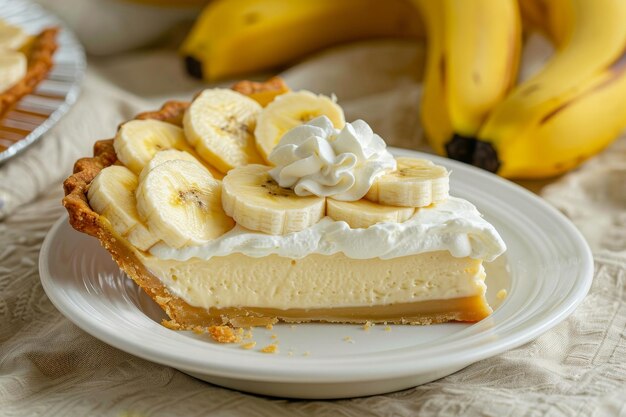 Foto heerlijke bananencrème pie met slagroom bovenop