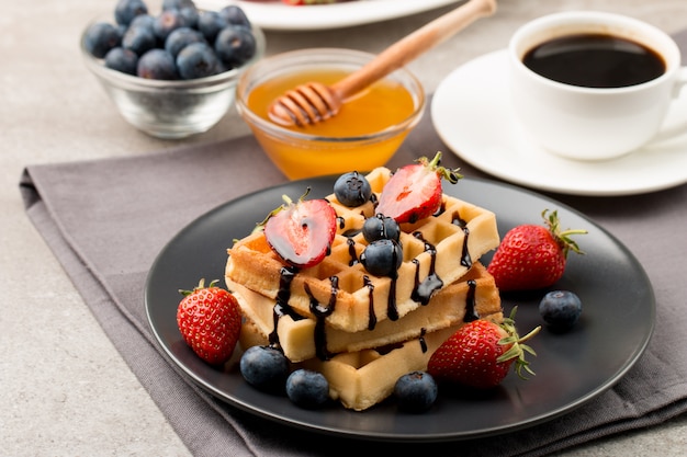 Heerlijke Belgische wafels op een bord