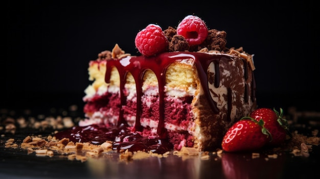 Heerlijke bessencake met frambozenhagelslag Magazine Kwaliteitsvoedselfotografie