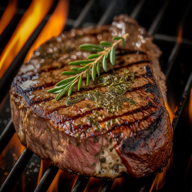 Heerlijke biefstuk op de grill met kruiden en boter