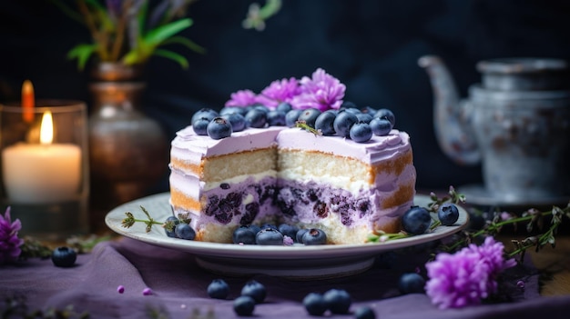 Heerlijke bosbessen-citroen-lavendelcake