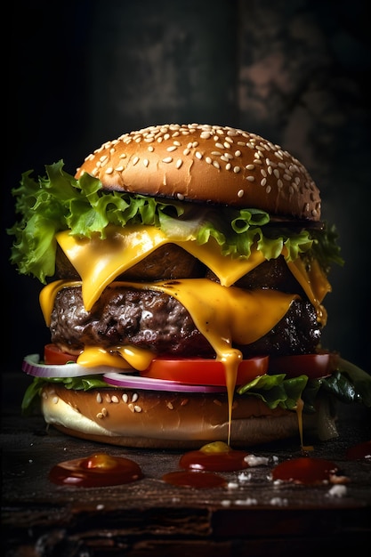 Foto heerlijke cheeseburger illustratie generatieve ai