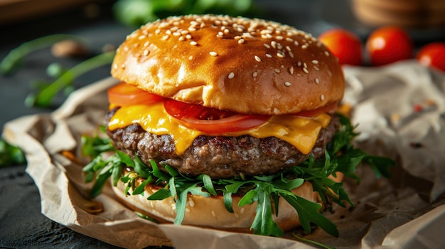 Heerlijke Cheeseburger met verse tomaten en knapperige sla