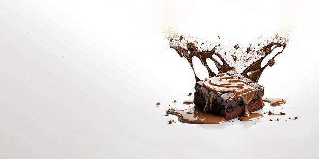 Foto heerlijke chocolade brownies cake slice geïsoleerd op een witte achtergrond met kopie ruimte