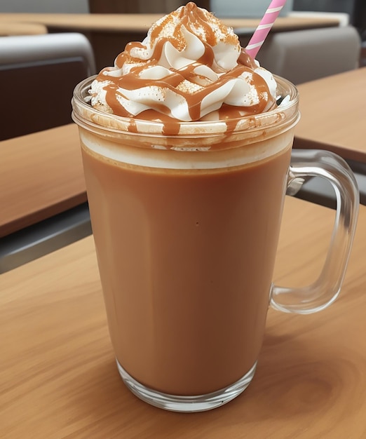 Foto heerlijke chocolade caramel frappe