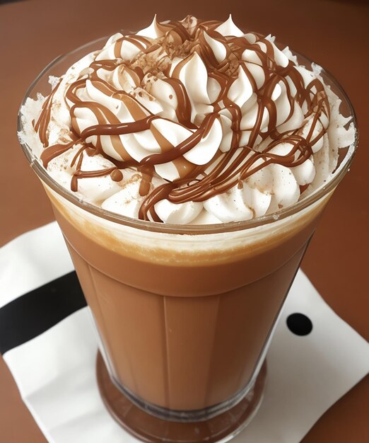 Foto heerlijke chocolade caramel frappe