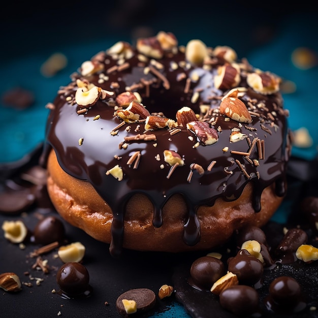 Heerlijke chocolade donuts gemaakt met generatieve AI.