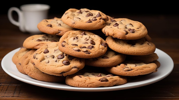 Heerlijke chocoladekoekjes op een wit bord.