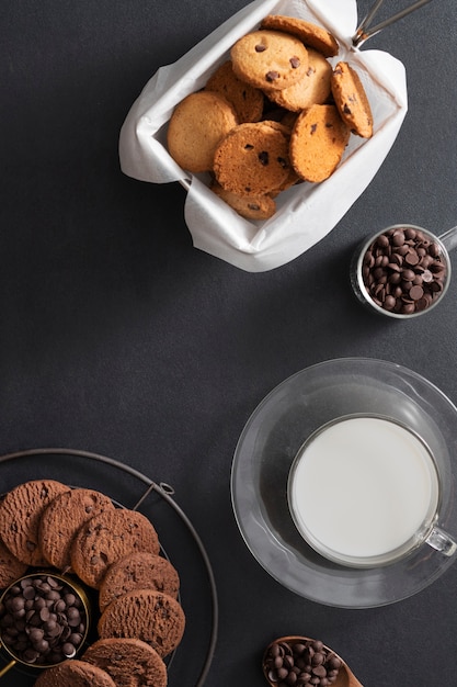 Foto heerlijke chocolate chips cookies boven weergave