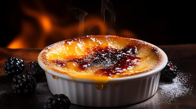 Foto heerlijke creme brulee met een perfect gekaramelleerde bovenste laag