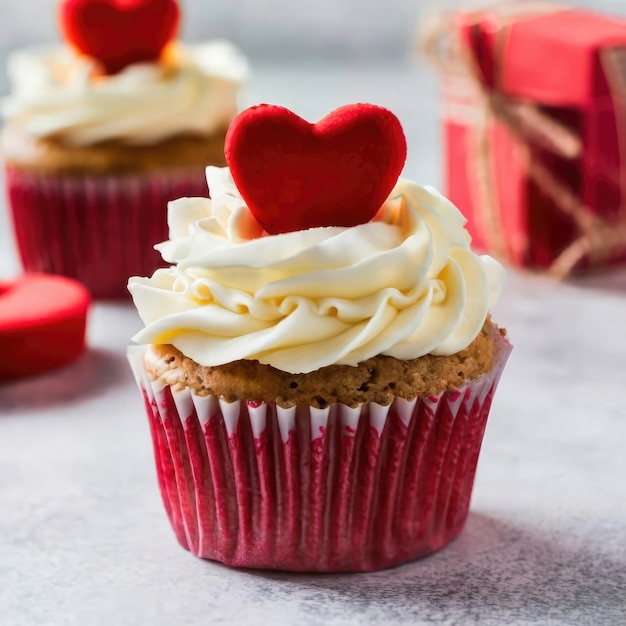 Heerlijke cupcake voor Valentijnsdag close-up