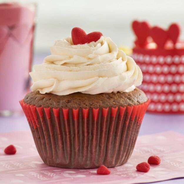 Heerlijke cupcake voor Valentijnsdag close-up