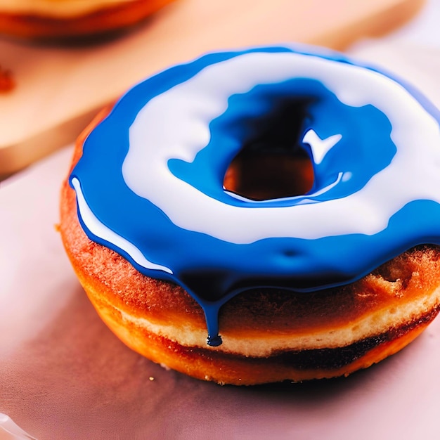 Heerlijke donut met blauwe topping