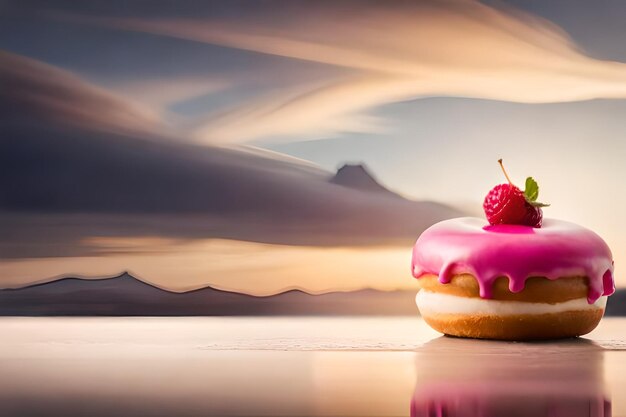 Foto heerlijke donut met roze.