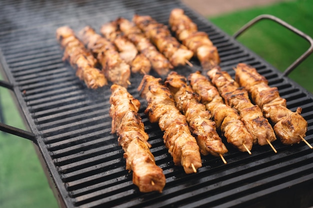 Heerlijke en geurige vleesspiesjes op de grill