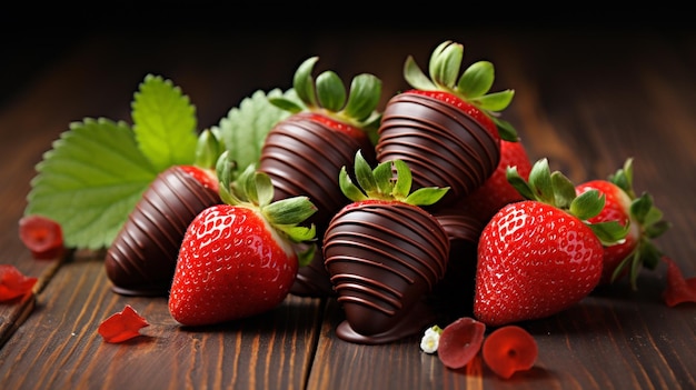 heerlijke en sappige aardbeien in chocoladeGenerative AI
