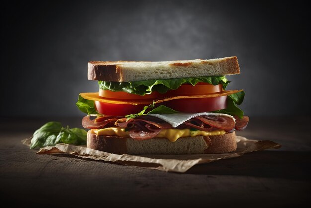 Heerlijke en smakelijke productfotografie van BLT Sandwich