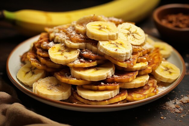 Foto heerlijke gebakken bananen plakjes.