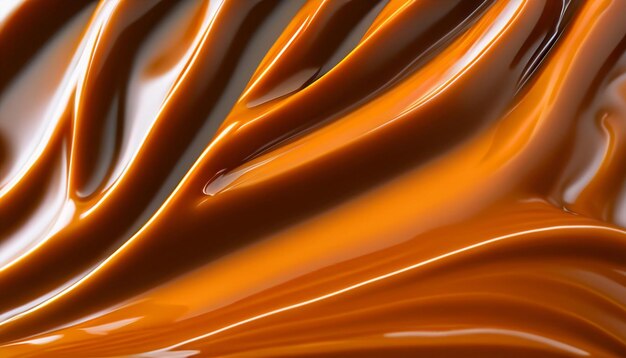 Foto heerlijke gesmolten caramel textuur flow golf en druppels splash caramels saus zoet voedsel ontwerp achtergrond