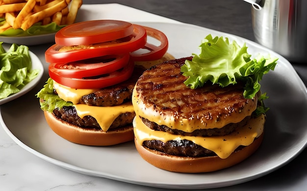 heerlijke hamburgers van rundvlees kaas en groenten vet ongezond eten closeup