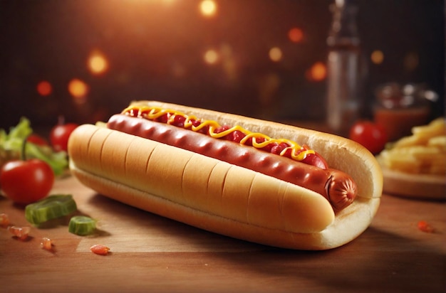 Heerlijke hotdog met ketchup en O anderen.