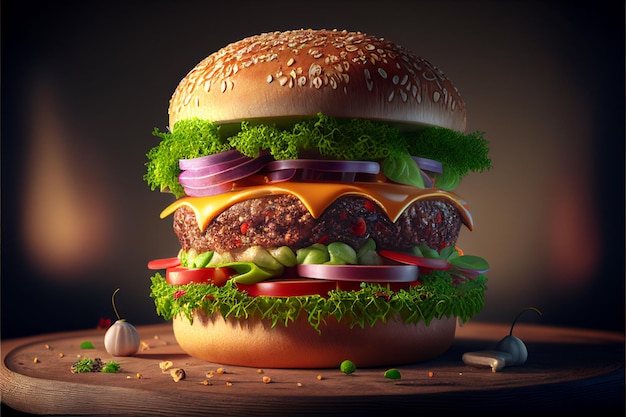 Heerlijke Jumbo Burgers Geniet van het door Yumminess Ai gegenereerde kunstwerk