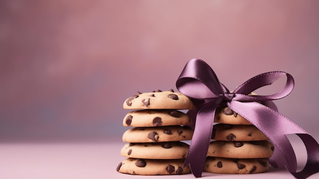 Heerlijke koekjes met chocoladestukjes vastgebonden in lint