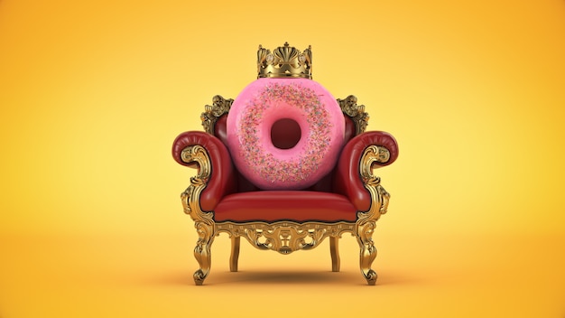 Heerlijke koning donut 3d-rendering