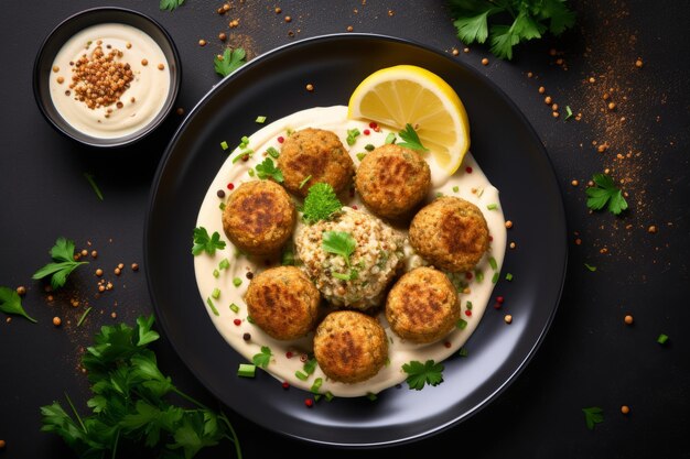 Heerlijke lekkernij Heerlijke kikkererwten falafel met romige tahini saus