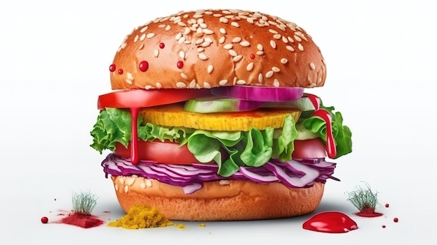 Heerlijke lichte hamburger close-up Generatieve Ai