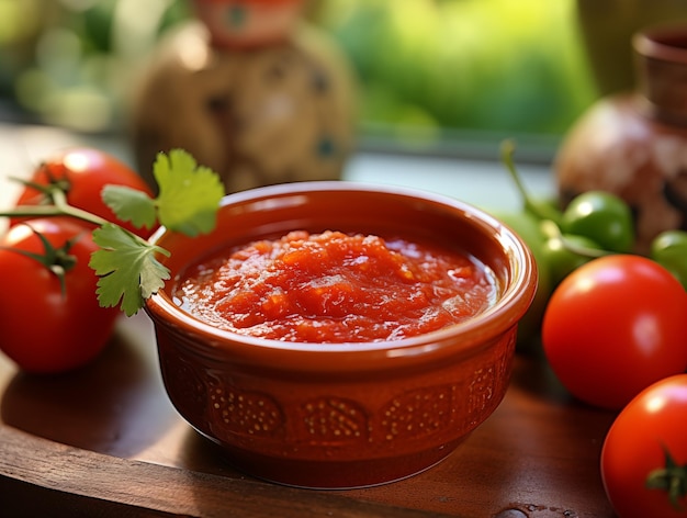 Heerlijke Mexicaanse salsa saus met groenten en groentenTraditioneel Mexicaans eten
