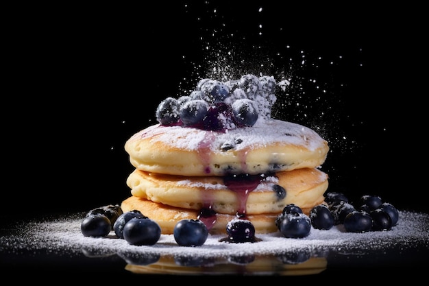 heerlijke pannenkoeken met verse bosbessen en esdoornstroop