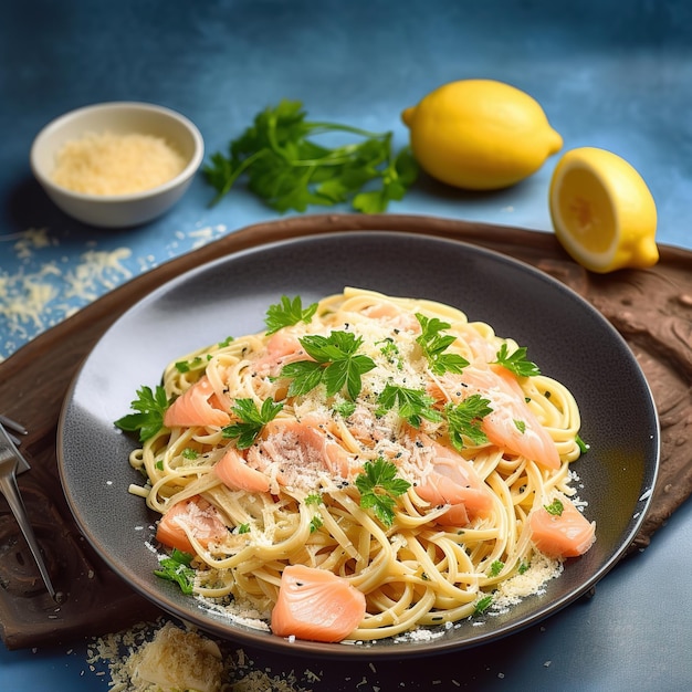 heerlijke pasta met gerookte zalm en biologische spaghetti