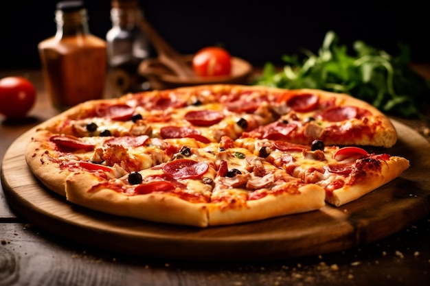 Heerlijke pizza op tafel Generatieve AI