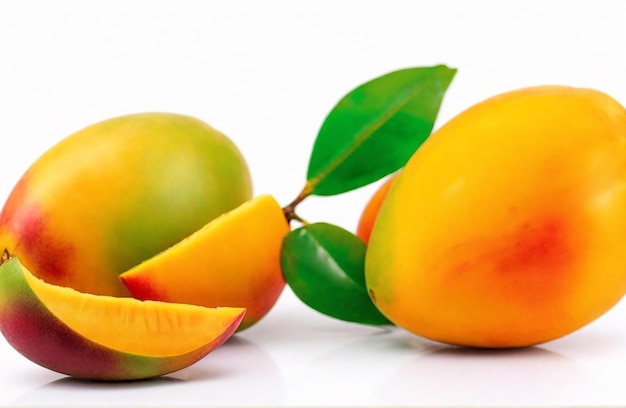 Foto heerlijke rijpe mango's op een witte achtergrond